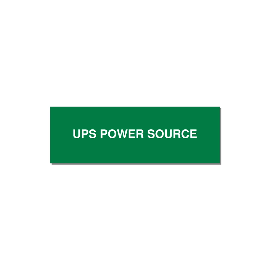 3.0x1.0" Safety Label - UPS POWER SOURCE — 3x1" White on Green, Holes