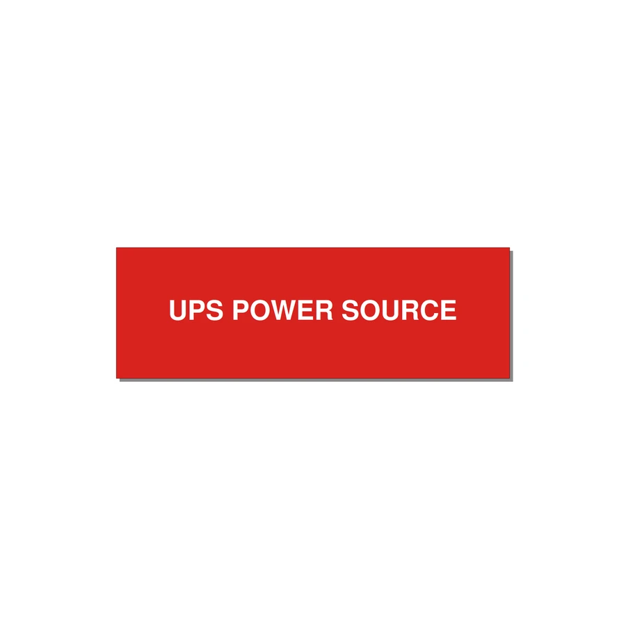 3.0x1.0" Safety Label - UPS POWER SOURCE — 3x1" White on Red, Holes