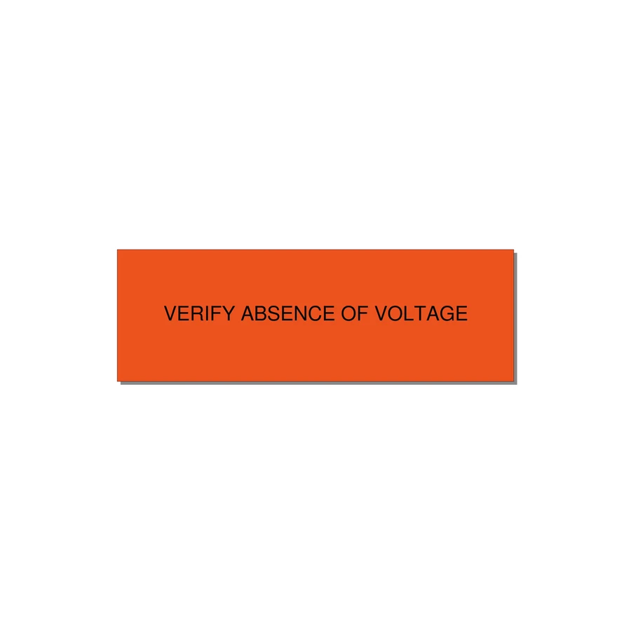 3.0x1.0" Safety Label - VERIFY ABSENCE OF VOLTAGE — 3x1" Black on Orange, Adhesive