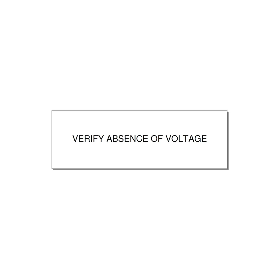 3.0x1.0" Safety Label - VERIFY ABSENCE OF VOLTAGE — 3x1" Black on White, Holes