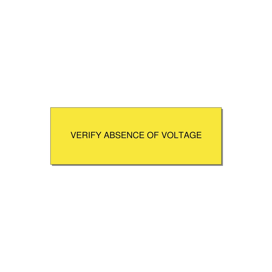 3.0x1.0" Safety Label - VERIFY ABSENCE OF VOLTAGE — 3x1" Black on Yellow, Adhesive