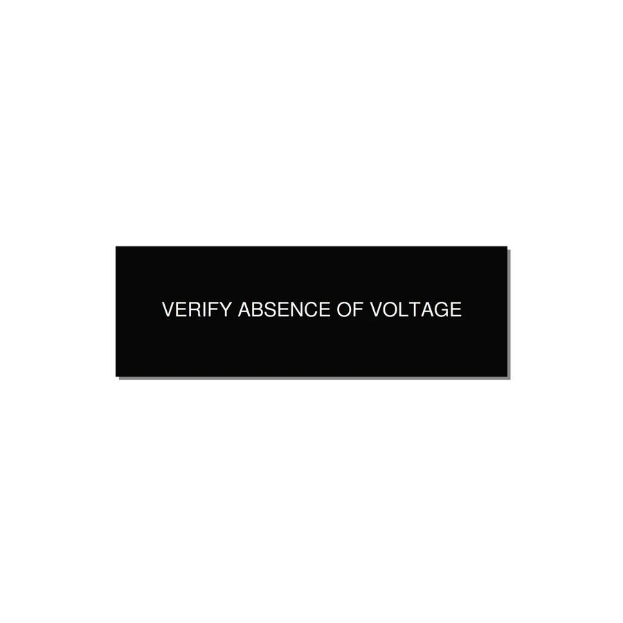 3.0x1.0" Safety Label - VERIFY ABSENCE OF VOLTAGE — 3x1" White on Black, Holes