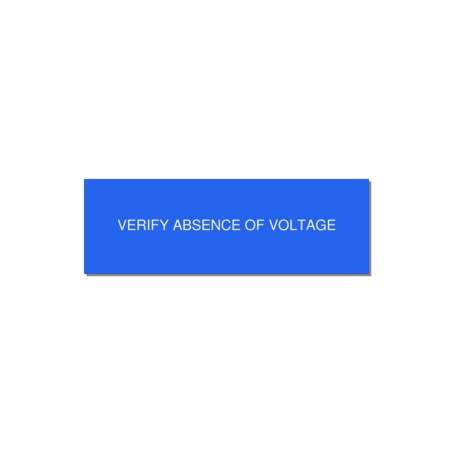 3.0x1.0" Safety Label - VERIFY ABSENCE OF VOLTAGE — 3x1" White on Blue, Holes