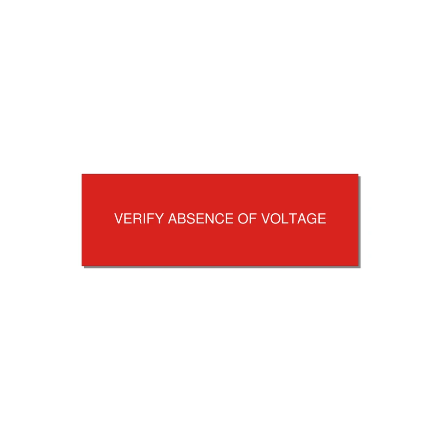 3.0x1.0" Safety Label - VERIFY ABSENCE OF VOLTAGE — 3x1" White on Red, Holes