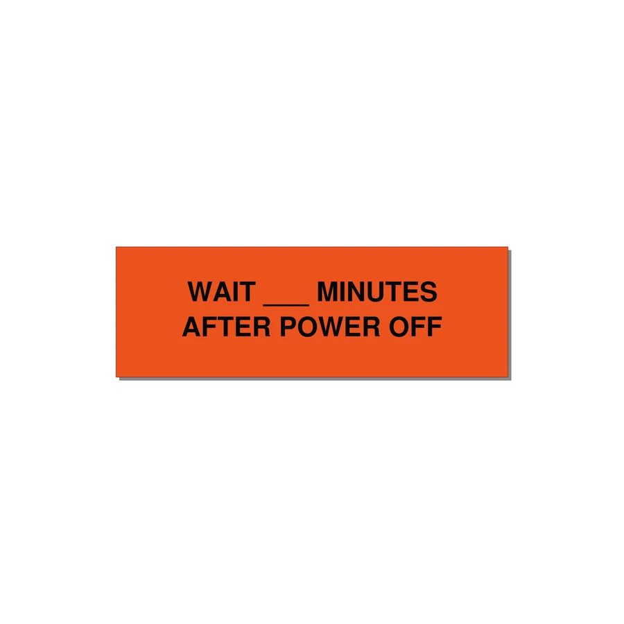 3.0x1.0" Safety Label - WAIT ___ MINUTES AFTER PO — 3x1" Black on Orange, Holes