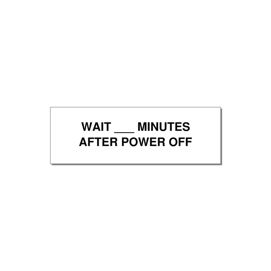 3.0x1.0" Safety Label - WAIT ___ MINUTES AFTER PO — 3x1" Black on White, Adhesive