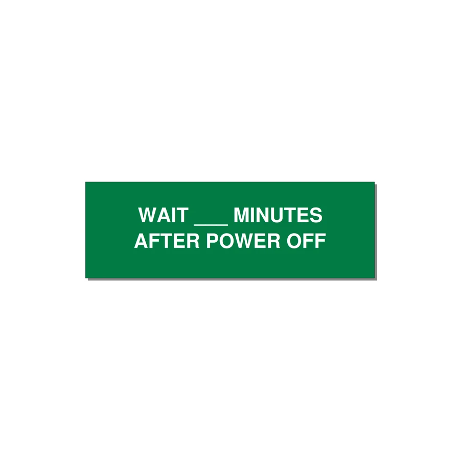 3.0x1.0" Safety Label - WAIT ___ MINUTES AFTER PO — 3x1" White on Green, Adhesive
