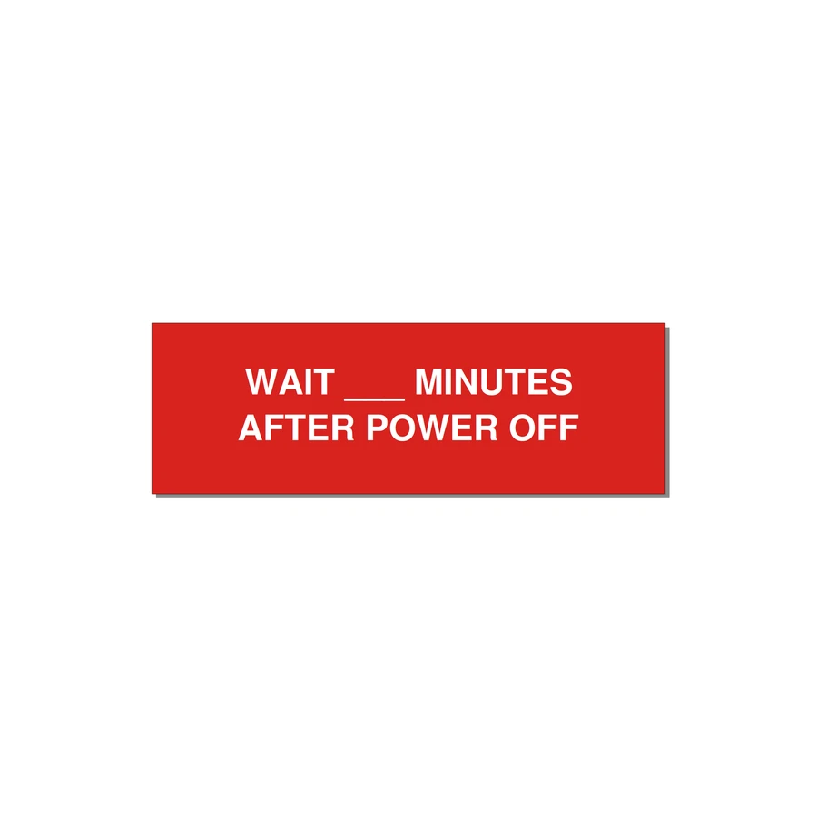 3.0x1.0" Safety Label - WAIT ___ MINUTES AFTER PO — 3x1" White on Red, Adhesive