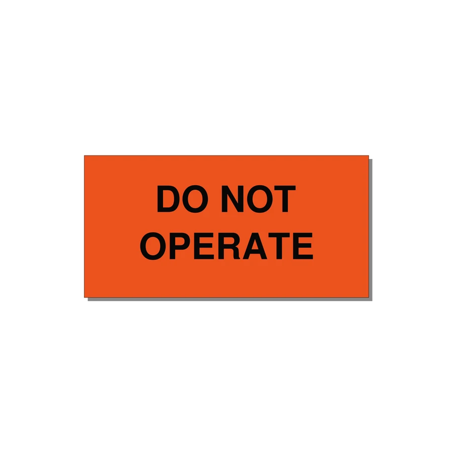 3.0x1.5" Equipment Safety Tag - DO NOT OPERATE — 3x1.5" Black on Orange, Adhesive