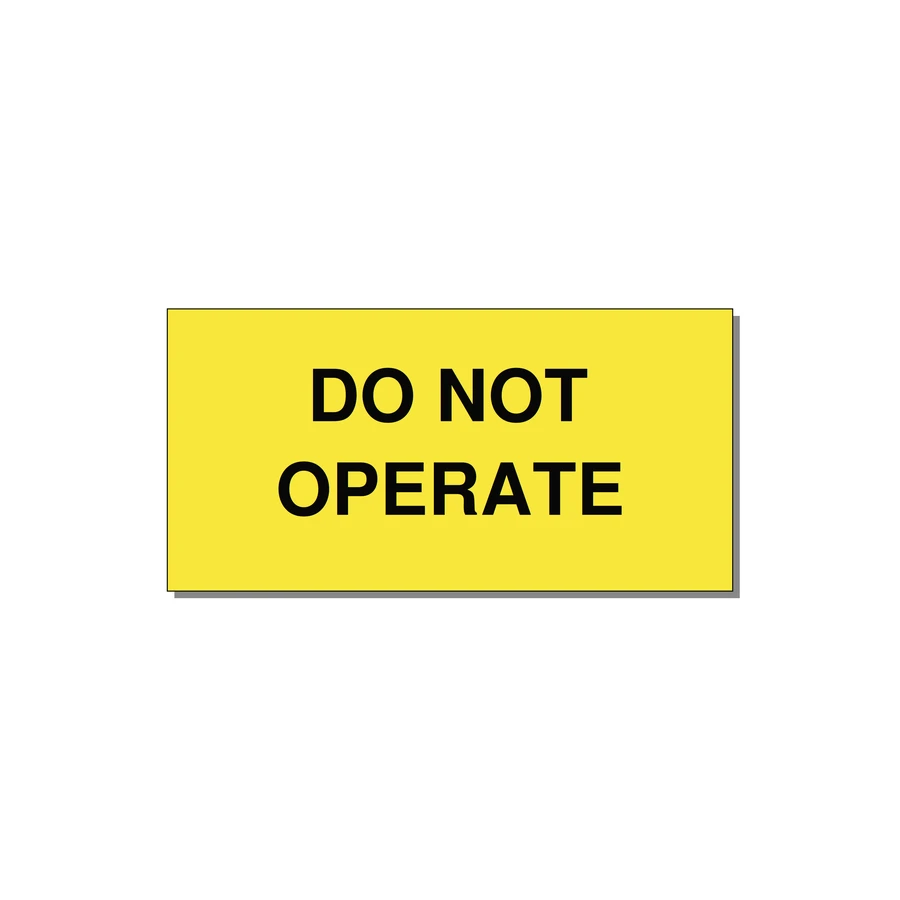 3.0x1.5" Equipment Safety Tag - DO NOT OPERATE — 3x1.5" Black on Yellow, Adhesive