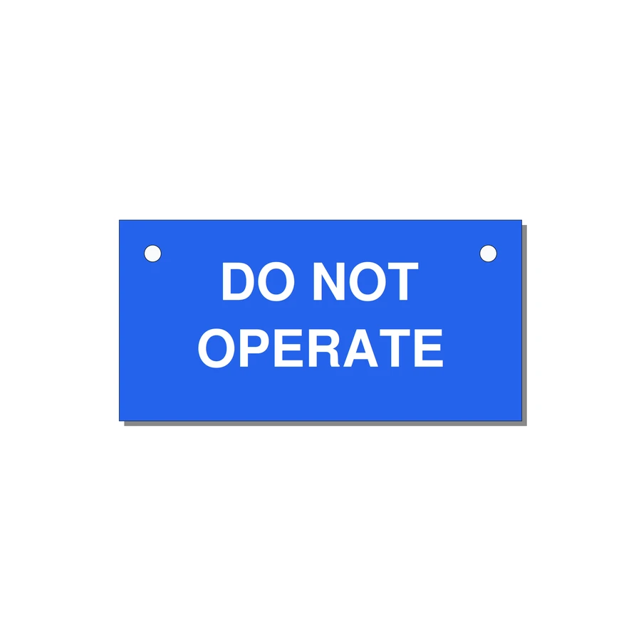 3.0x1.5" Equipment Safety Tag - DO NOT OPERATE — 3x1.5" White on Blue, Holes