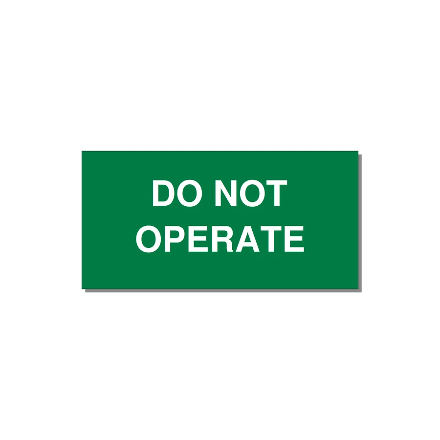 3.0x1.5" Equipment Safety Tag - DO NOT OPERATE — 3x1.5" White on Green, Adhesive