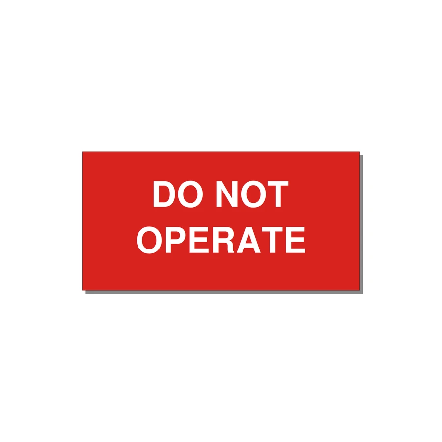 3.0x1.5" Equipment Safety Tag - DO NOT OPERATE — 3x1.5" White on Red, Adhesive