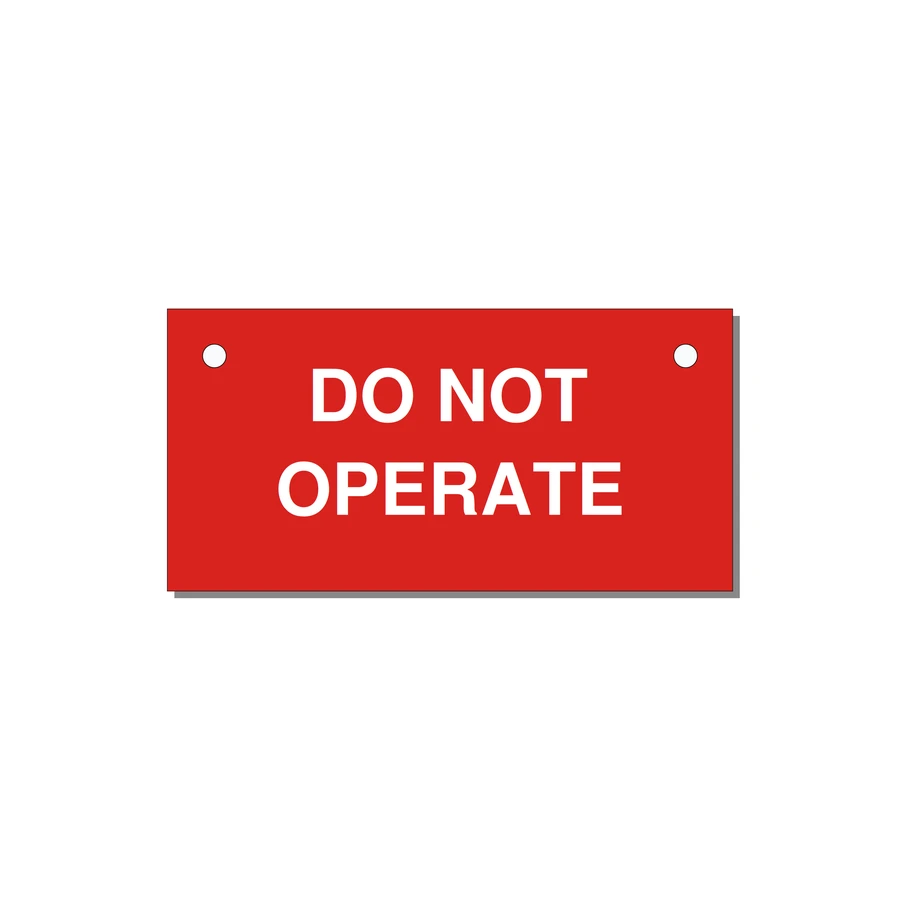 3.0x1.5" Equipment Safety Tag - DO NOT OPERATE — 3x1.5" White on Red, Holes
