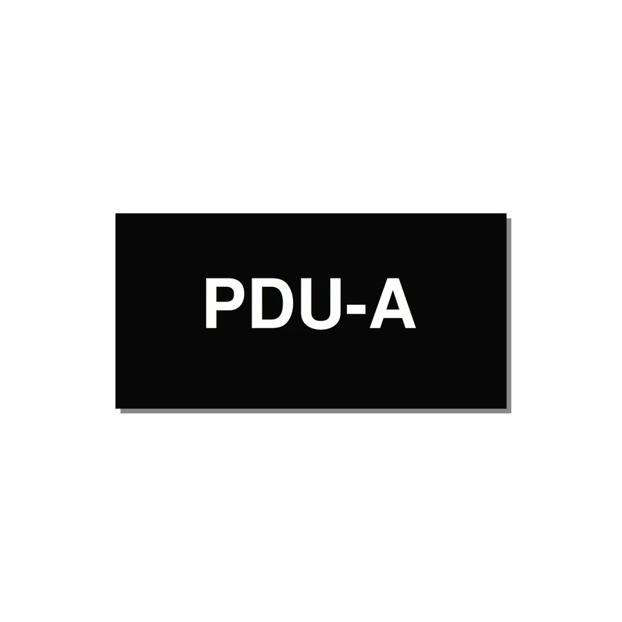 3.0x1.5" Safety Label - PDU-A — 3x1.5" White on Black, Adhesive
