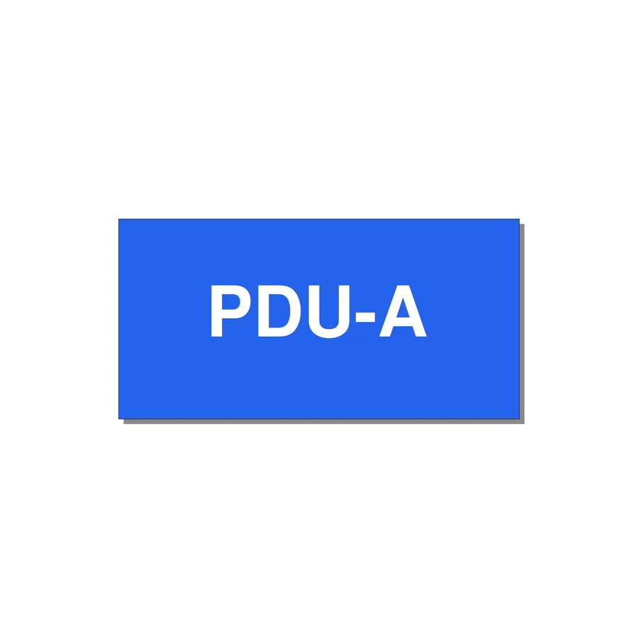 3.0x1.5" Safety Label - PDU-A — 3x1.5" White on Blue, Adhesive