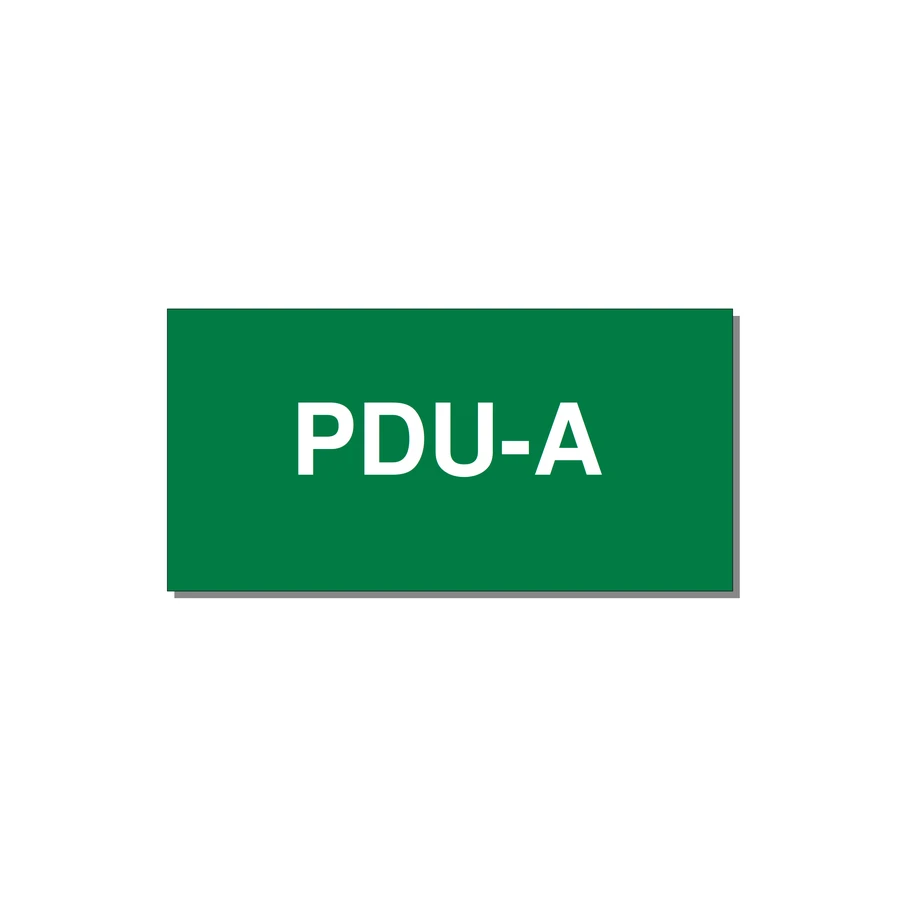 3.0x1.5" Safety Label - PDU-A — 3x1.5" White on Green, Adhesive