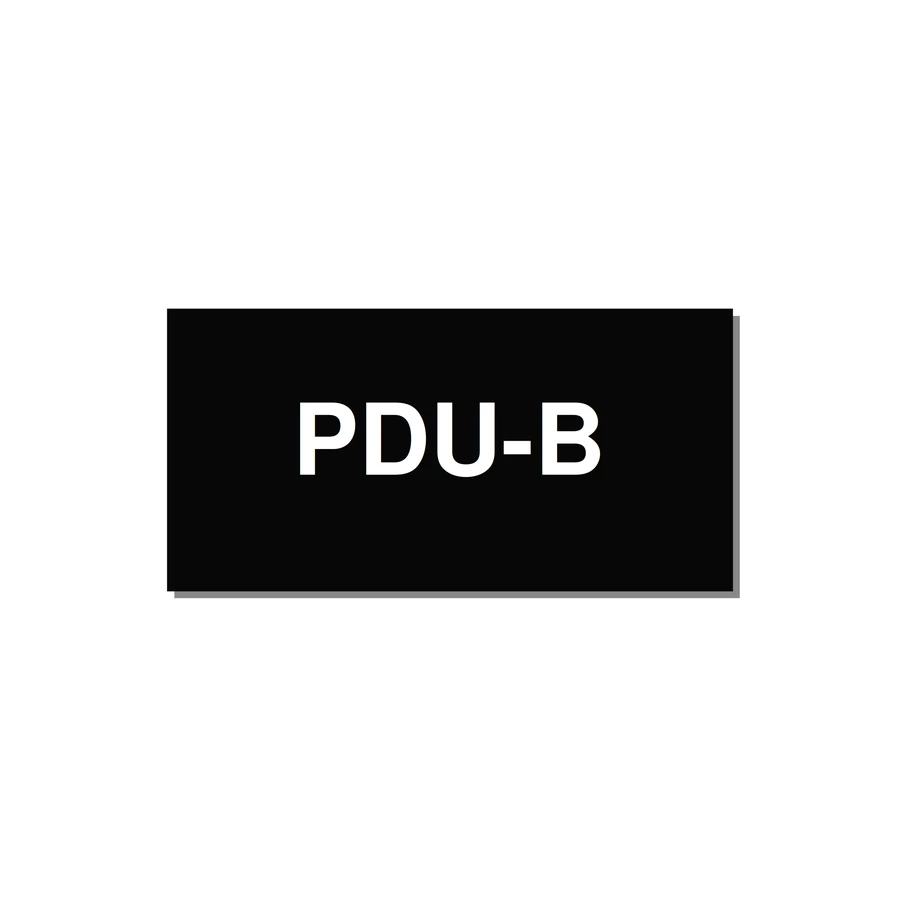 3.0x1.5" Safety Label - PDU-B — 3x1.5" White on Black, Adhesive