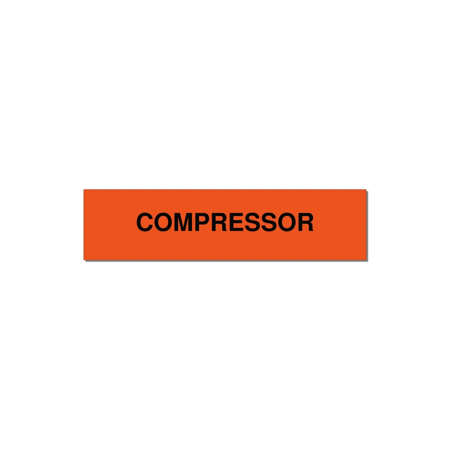 4.0x1.0" Safety Label - COMPRESSOR — 4x1" Black on Orange, Adhesive