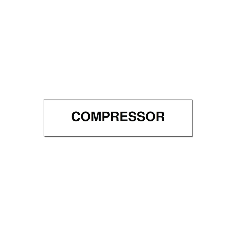 4.0x1.0" Safety Label - COMPRESSOR — 4x1" Black on White, Holes