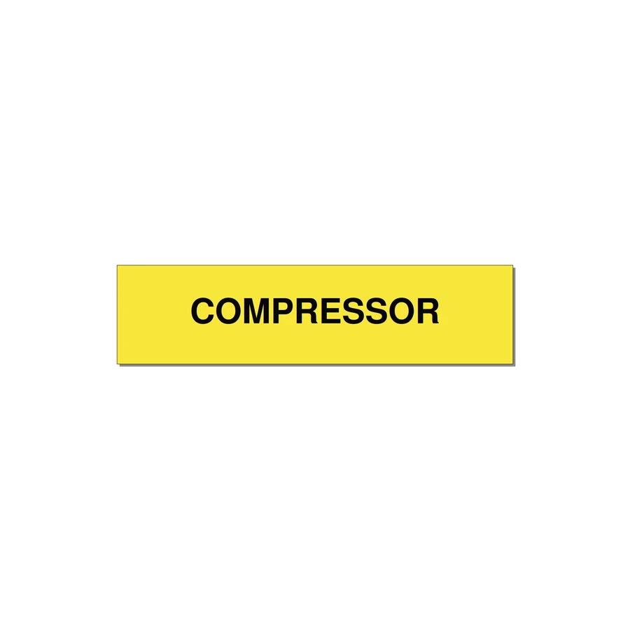 4.0x1.0" Safety Label - COMPRESSOR — 4x1" Black on Yellow, Holes
