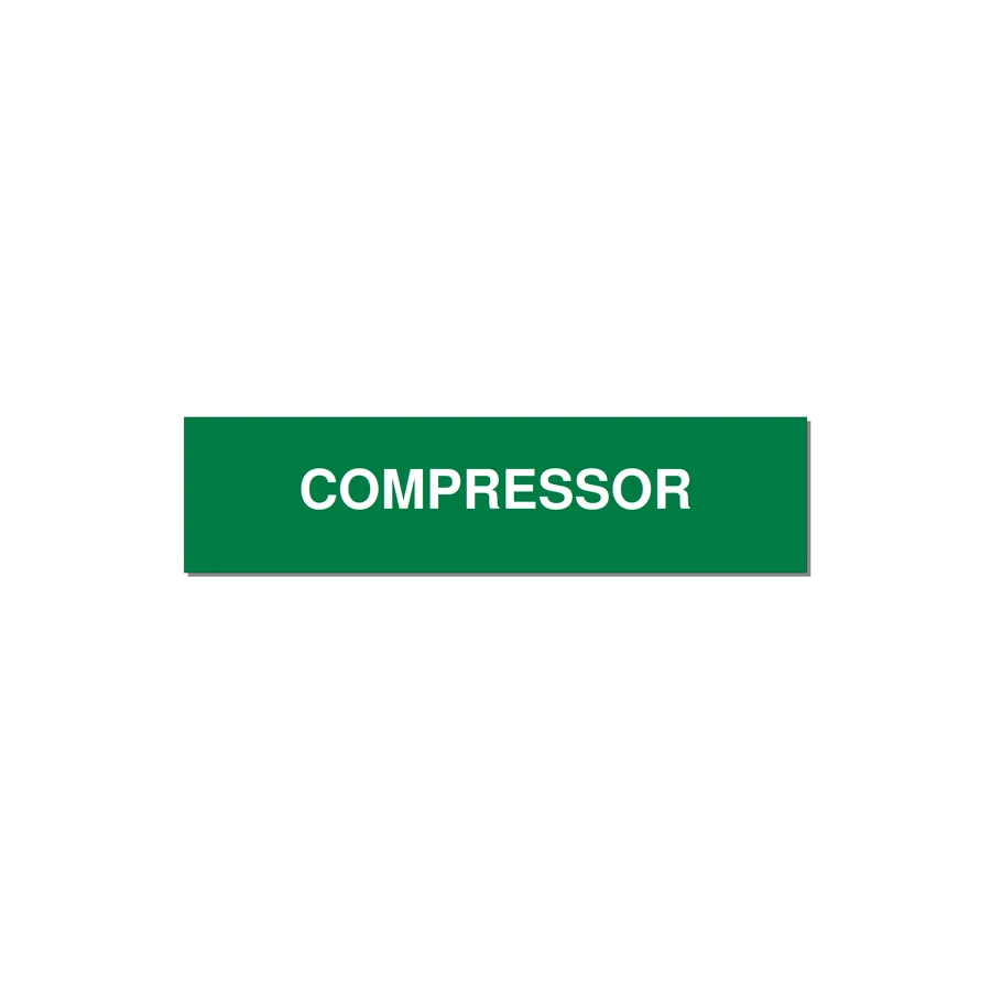 4.0x1.0" Safety Label - COMPRESSOR — 4x1" White on Green, Holes