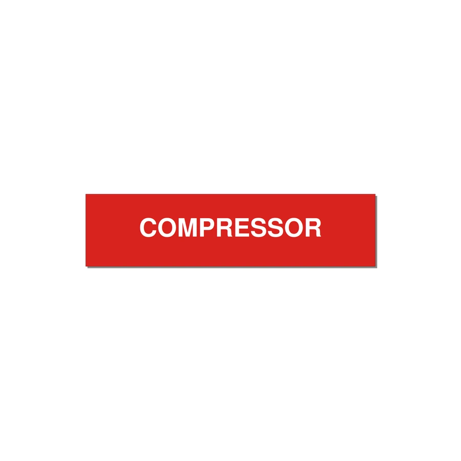 4.0x1.0" Safety Label - COMPRESSOR — 4x1" White on Red, Holes