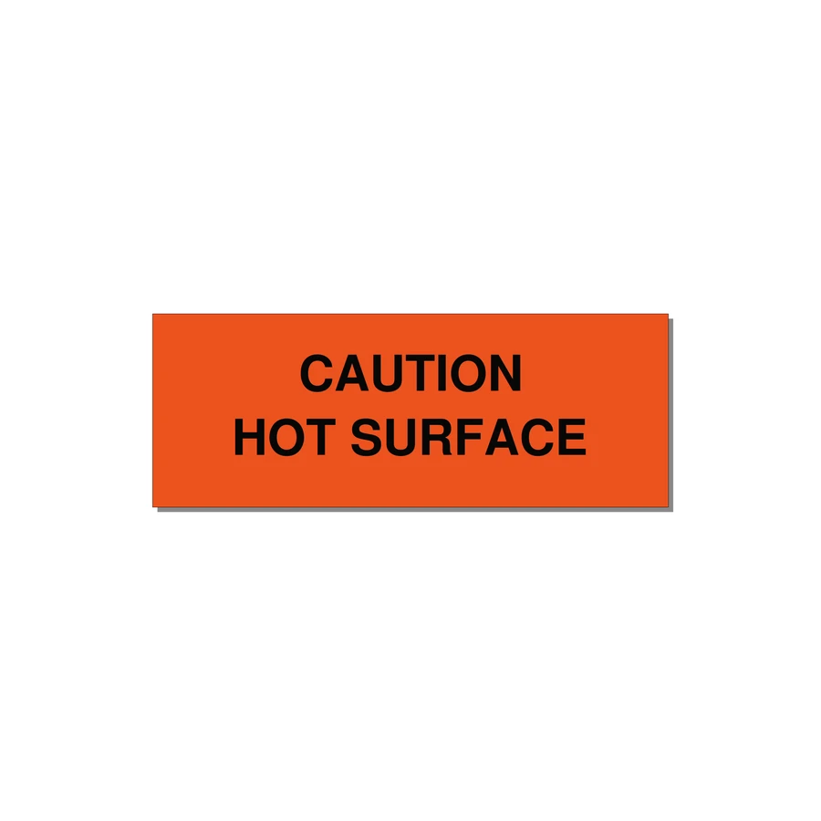 4.0x1.5" Caution Safety Label - CAUTION HOT SURFACE — 4x1.5" Black on Orange, Adhesive