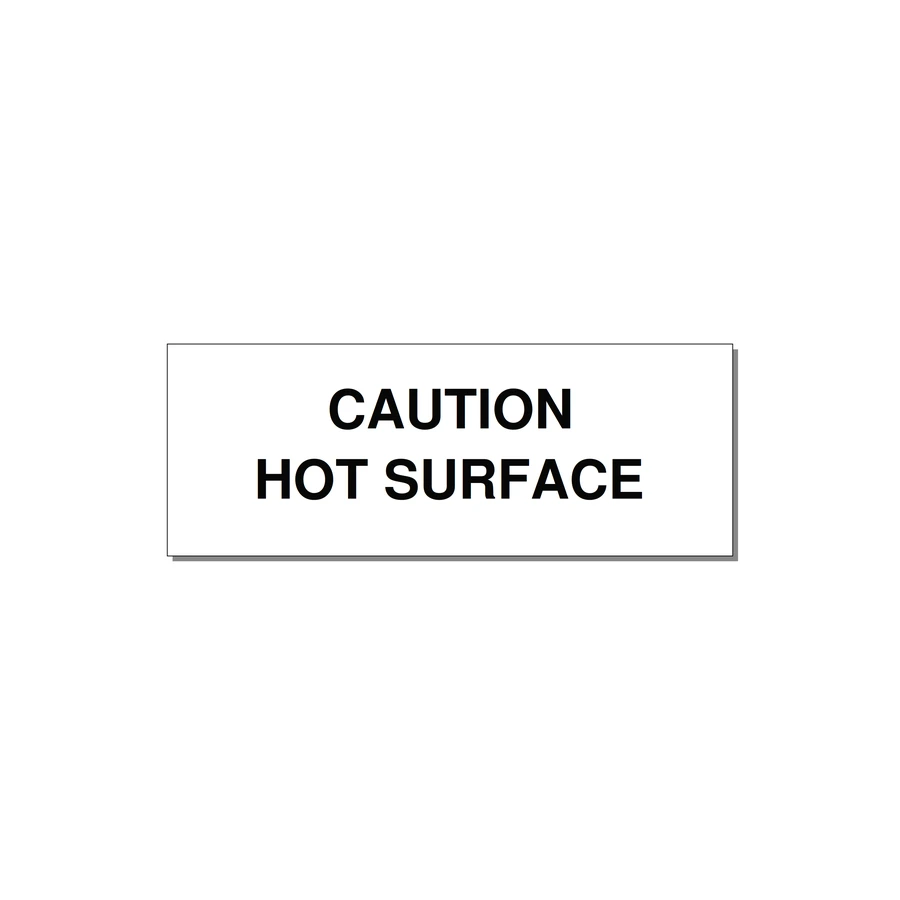 4.0x1.5" Caution Safety Label - CAUTION HOT SURFACE — 4x1.5" Black on White, Adhesive