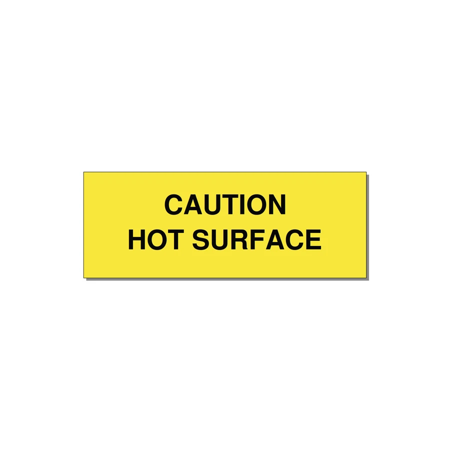4.0x1.5" Caution Safety Label - CAUTION HOT SURFACE — 4x1.5" Black on Yellow, Adhesive
