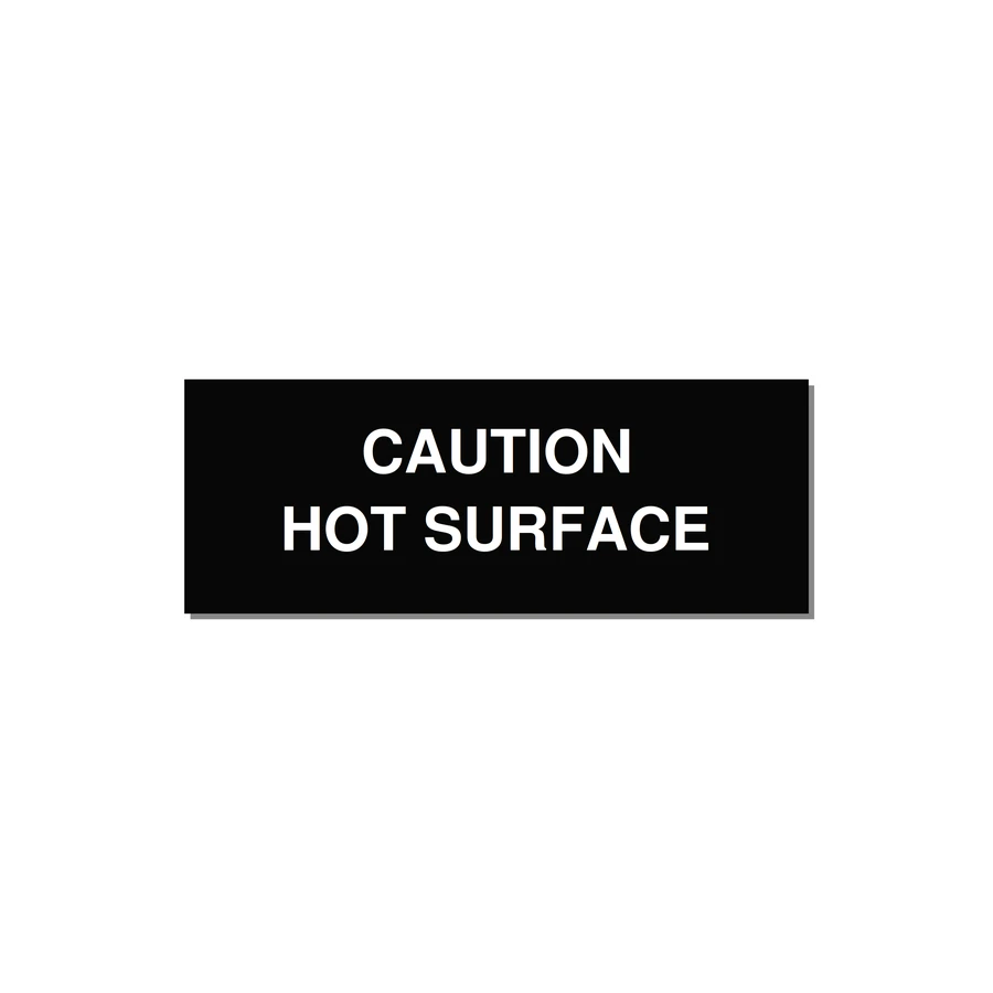 4.0x1.5" Caution Safety Label - CAUTION HOT SURFACE — 4x1.5" White on Black, Adhesive