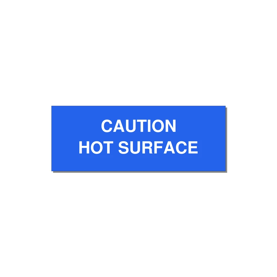 4.0x1.5" Caution Safety Label - CAUTION HOT SURFACE — 4x1.5" White on Blue, Adhesive
