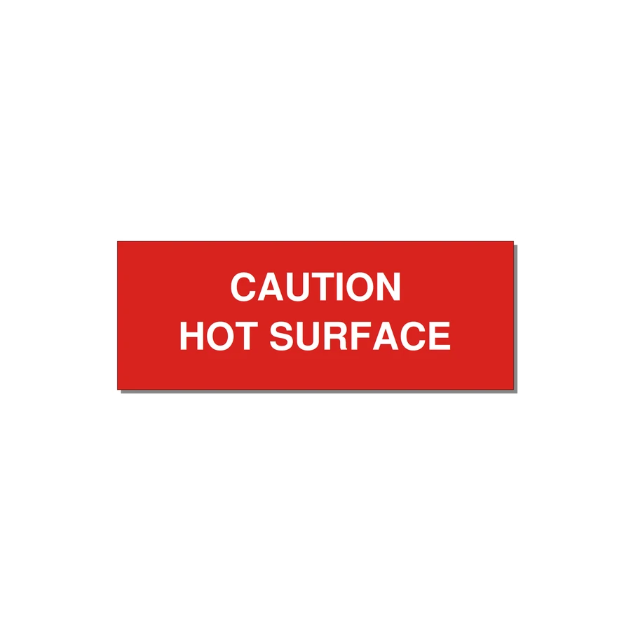 4.0x1.5" Caution Safety Label - CAUTION HOT SURFACE — 4x1.5" White on Red, Adhesive