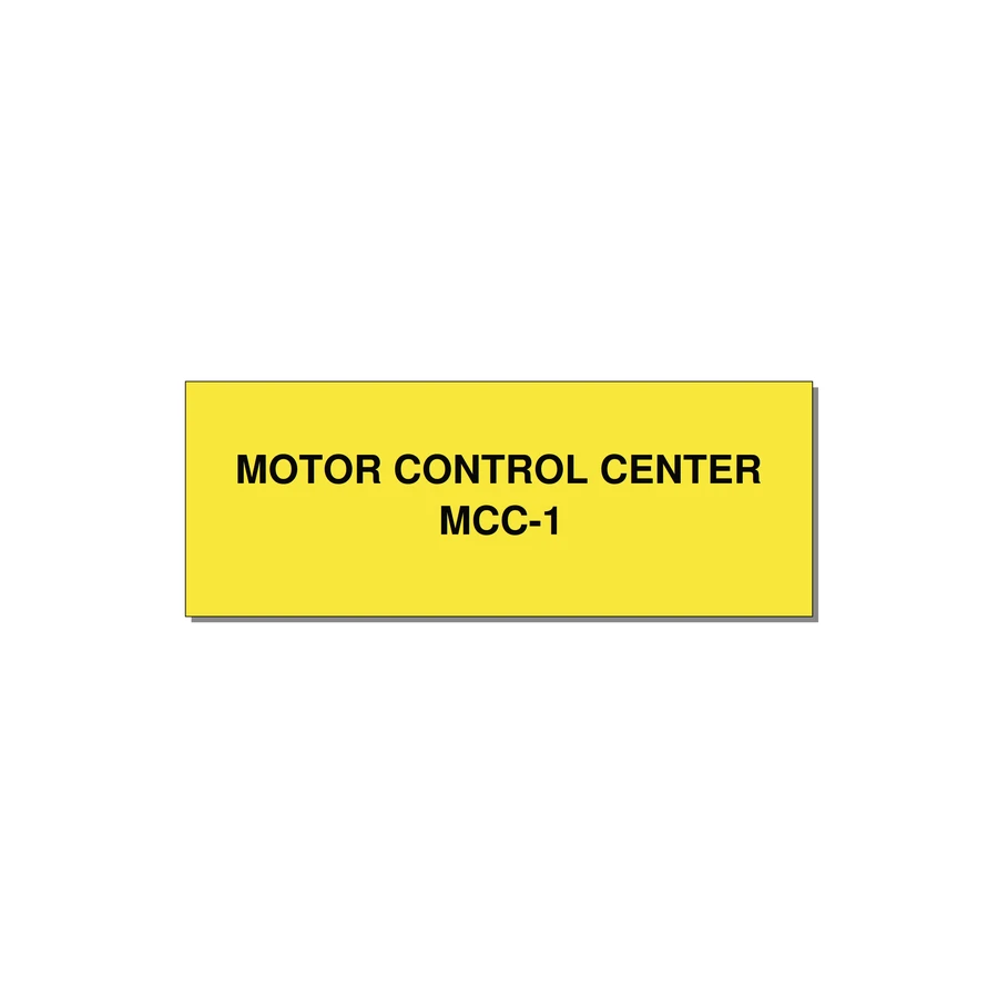 4.0x1.5" Motor Control Label - MOTOR CONTROL CENTER MCC — 4x1.5" Black on Yellow, Adhesive