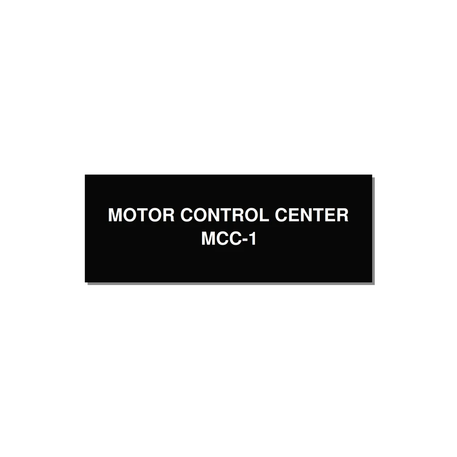 4.0x1.5" Motor Control Label - MOTOR CONTROL CENTER MCC — 4x1.5" White on Black, Adhesive