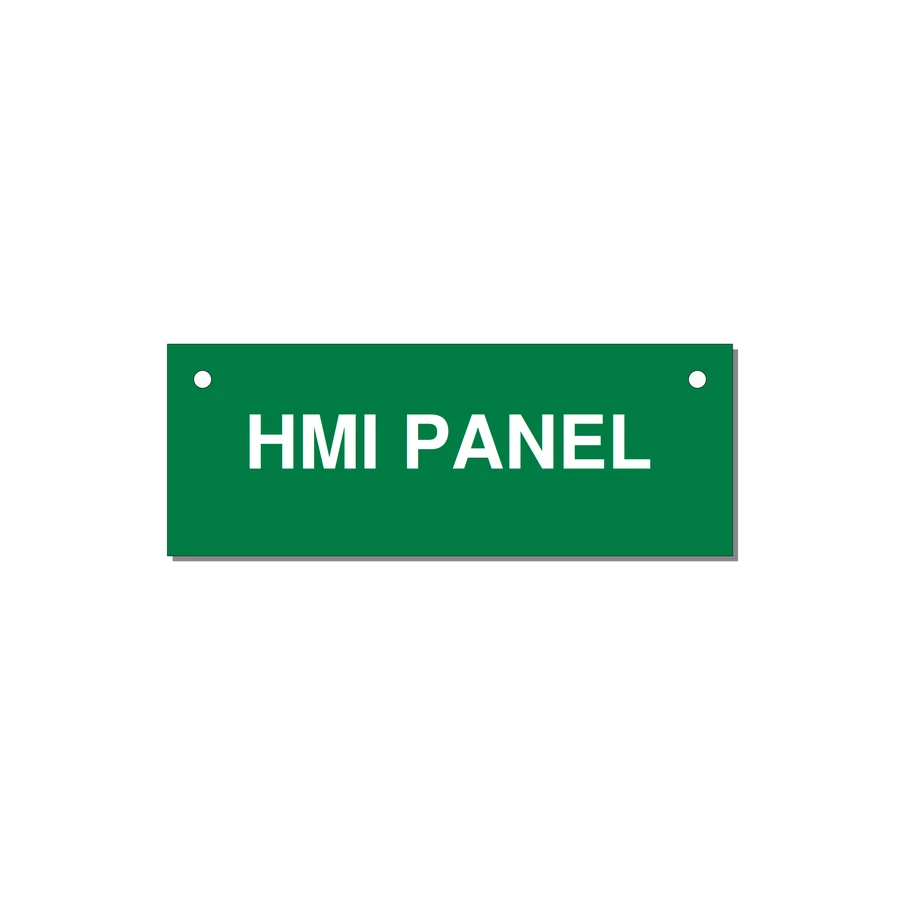 4.0x1.5" Panel Identification Label - HMI PANEL — 4x1.5" White on Green, Holes