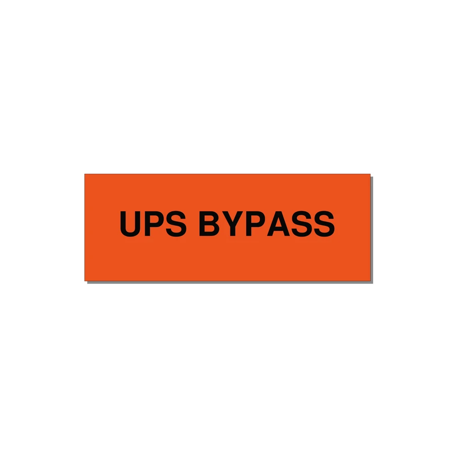 4.0x1.5" Safety Label - UPS BYPASS — 4x1.5" Black on Orange, Adhesive
