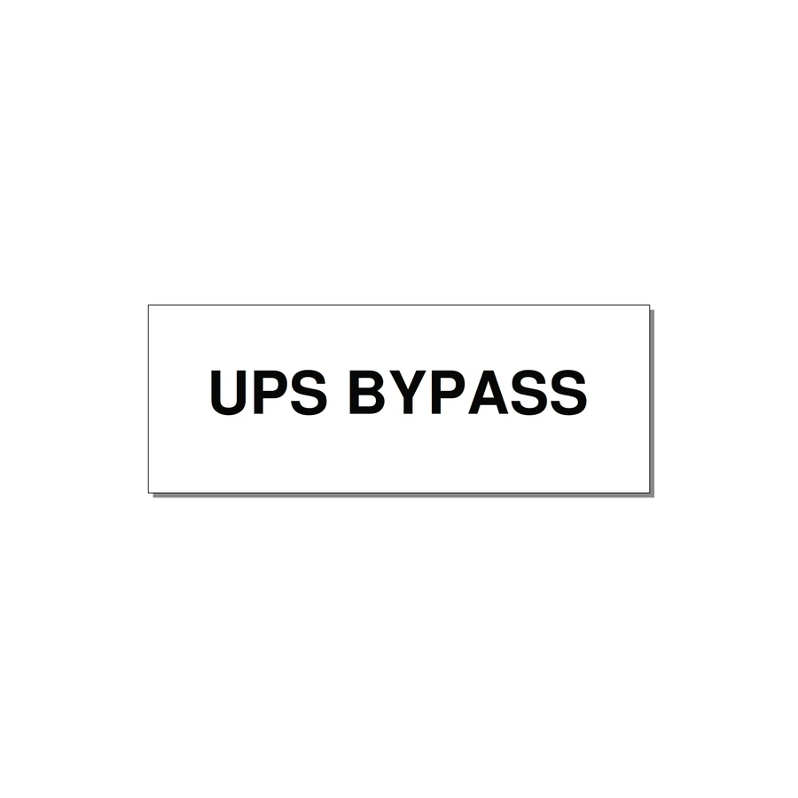 4.0x1.5" Safety Label - UPS BYPASS — 4x1.5" Black on White, Adhesive