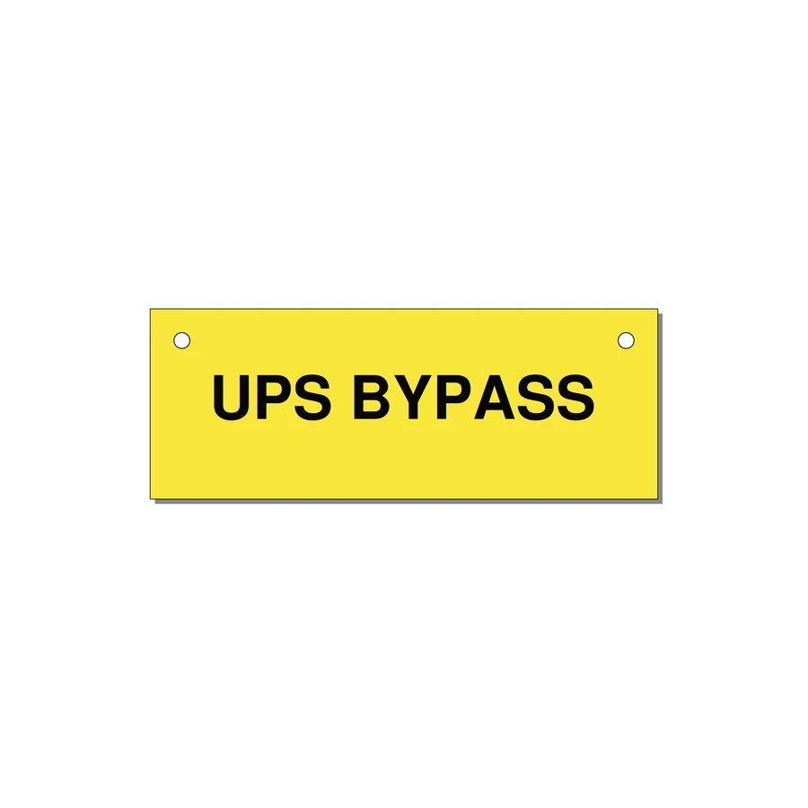 4.0x1.5" Safety Label - UPS BYPASS — 4x1.5" Black on Yellow, Holes