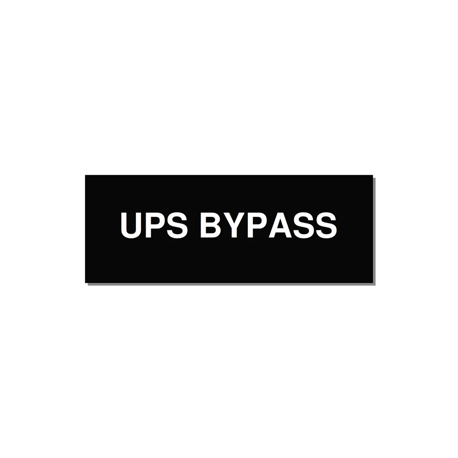 4.0x1.5" Safety Label - UPS BYPASS — 4x1.5" White on Black, Adhesive