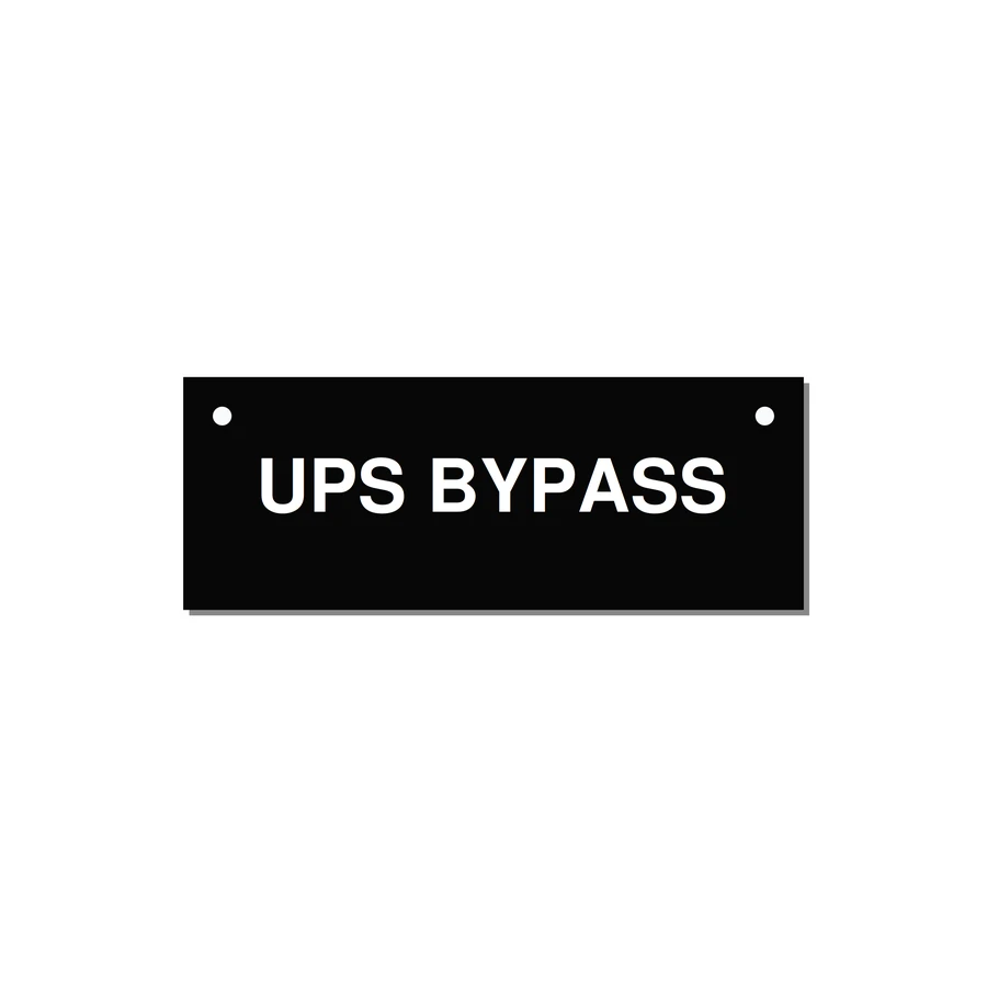 4.0x1.5" Safety Label - UPS BYPASS — 4x1.5" White on Black, Holes