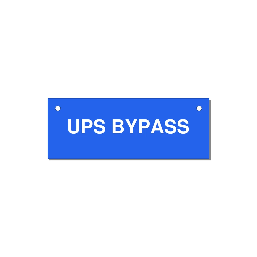 4.0x1.5" Safety Label - UPS BYPASS — 4x1.5" White on Blue, Holes