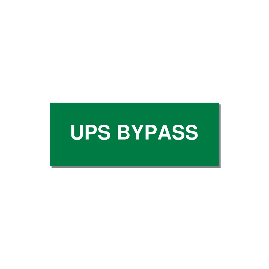 4.0x1.5" Safety Label - UPS BYPASS — 4x1.5" White on Green, Adhesive