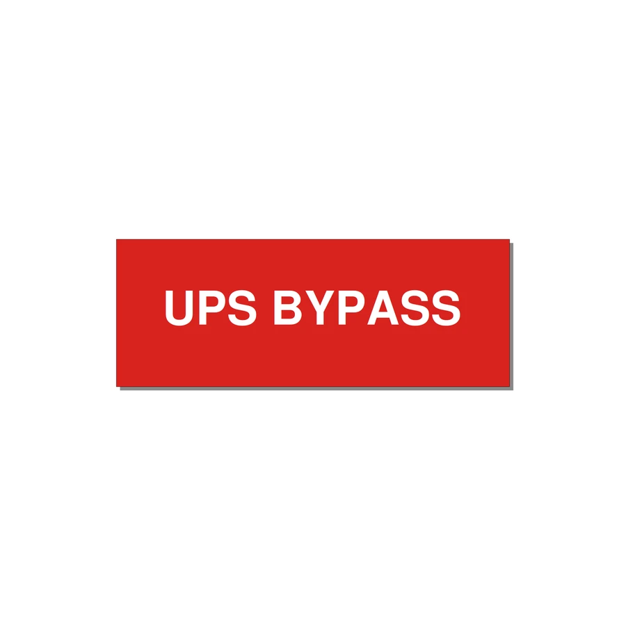 4.0x1.5" Safety Label - UPS BYPASS — 4x1.5" White on Red, Adhesive