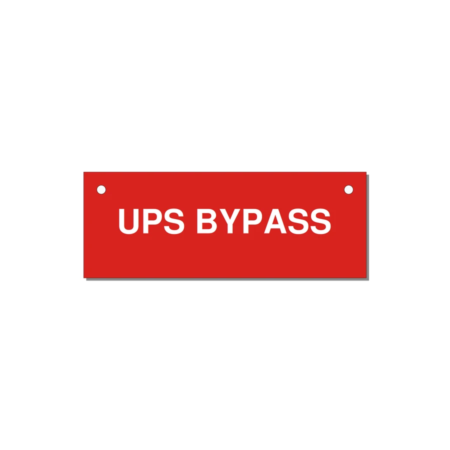 4.0x1.5" Safety Label - UPS BYPASS — 4x1.5" White on Red, Holes