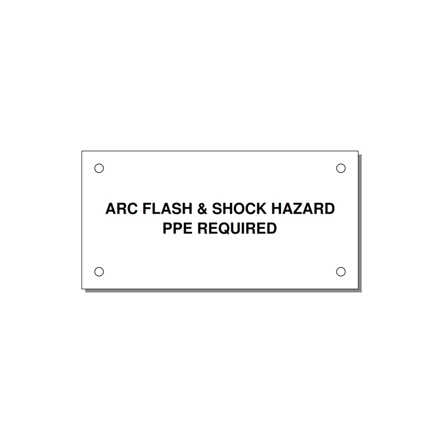 4.0x2.0" Arc Flash Safety Label - ARC FLASH & SHOCK HAZARD — 4x2" Black on White, Holes