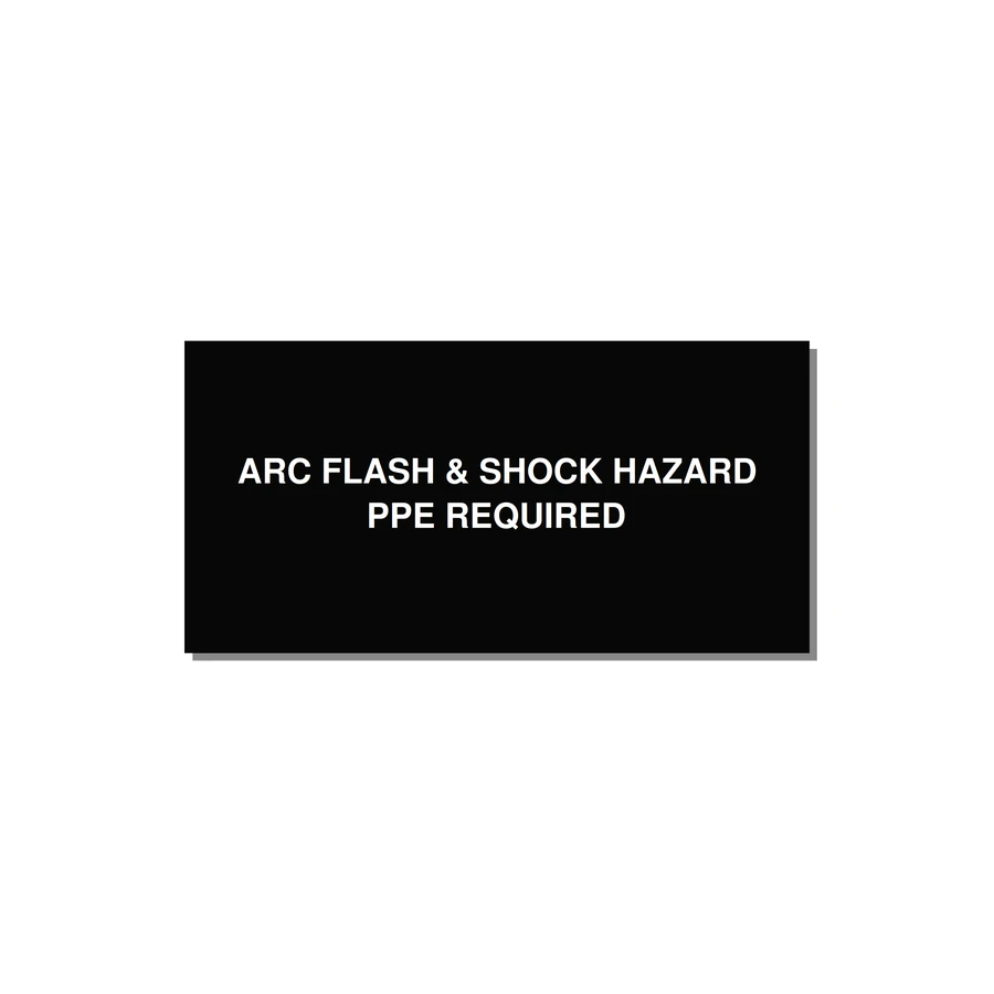 4.0x2.0" Arc Flash Safety Label - ARC FLASH & SHOCK HAZARD — 4x2" White on Black, Adhesive