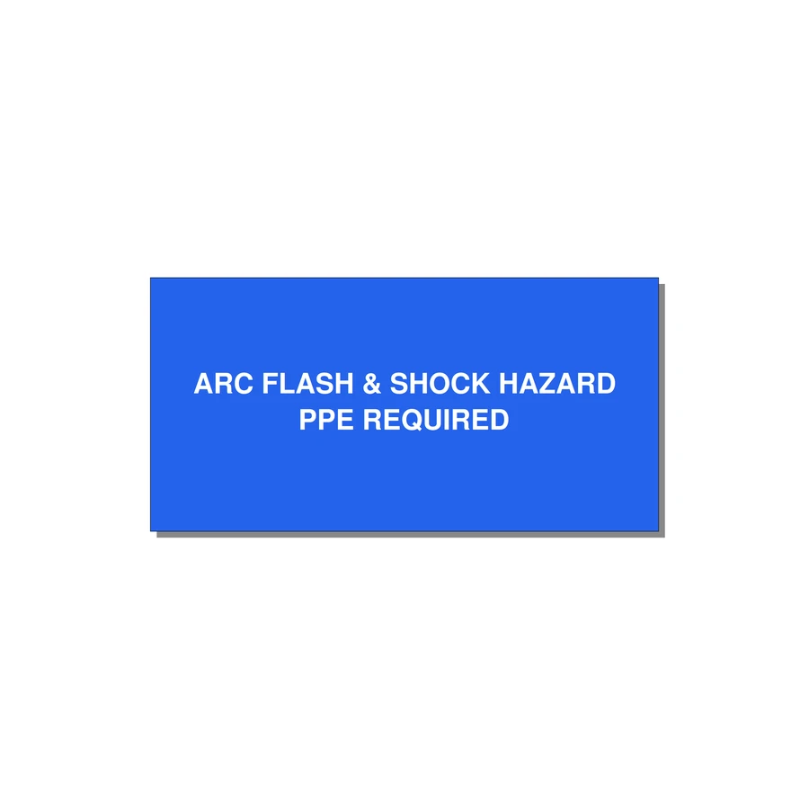 4.0x2.0" Arc Flash Safety Label - ARC FLASH & SHOCK HAZARD — 4x2" White on Blue, Adhesive