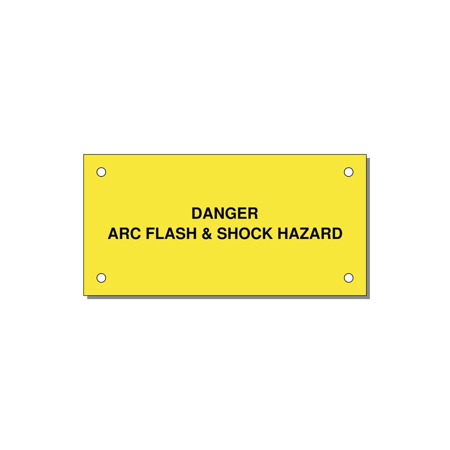 4.0x2.0" Arc Flash Safety Label - DANGER ARC FLASH & SHOCK — 4x2" Black on Yellow, Holes
