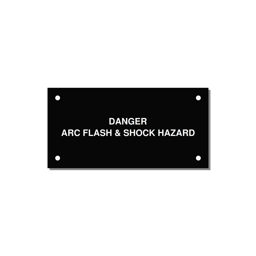 4.0x2.0" Arc Flash Safety Label - DANGER ARC FLASH & SHOCK — 4x2" White on Black, Holes